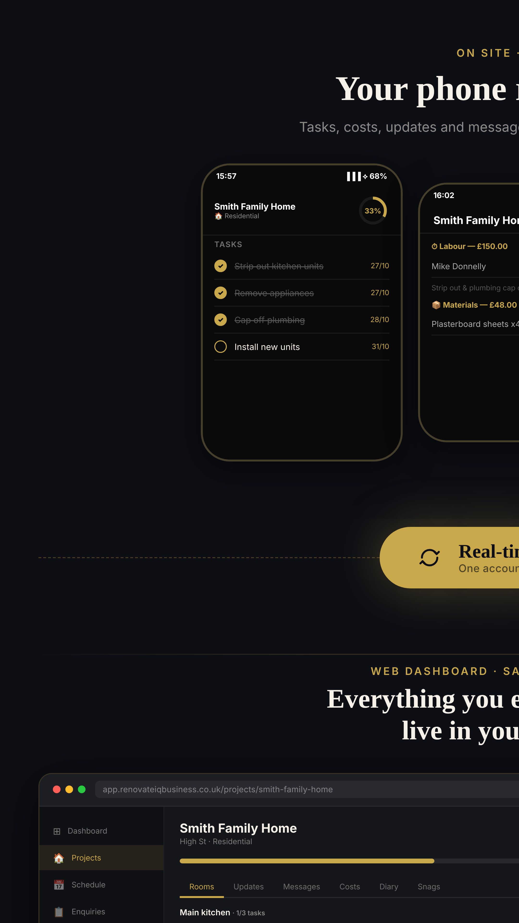 RenovateIQ Business — iOS to web sync with quotes, leads and invoices